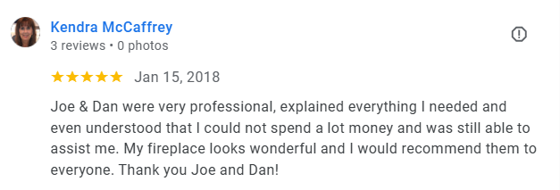 Customer review for gas fireplace repair in Queen Creek, AZ