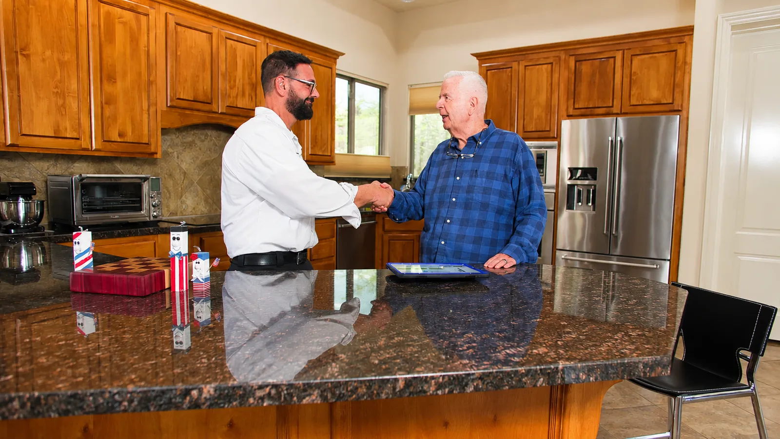 Now plumbing technician with a happy customer